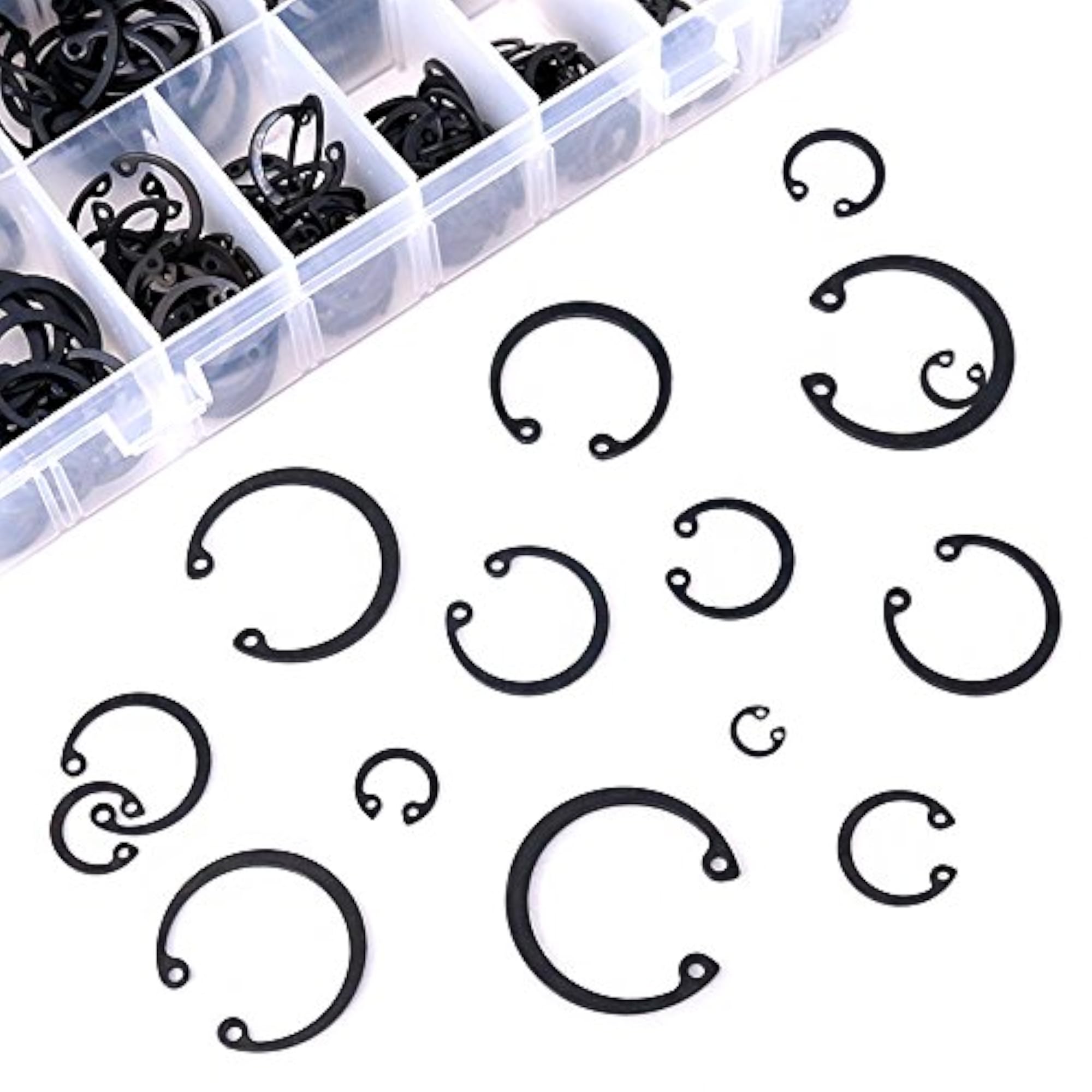 300-Pcs Alloy Steel Internal Circlip Snap Retaining Clip Ring Set